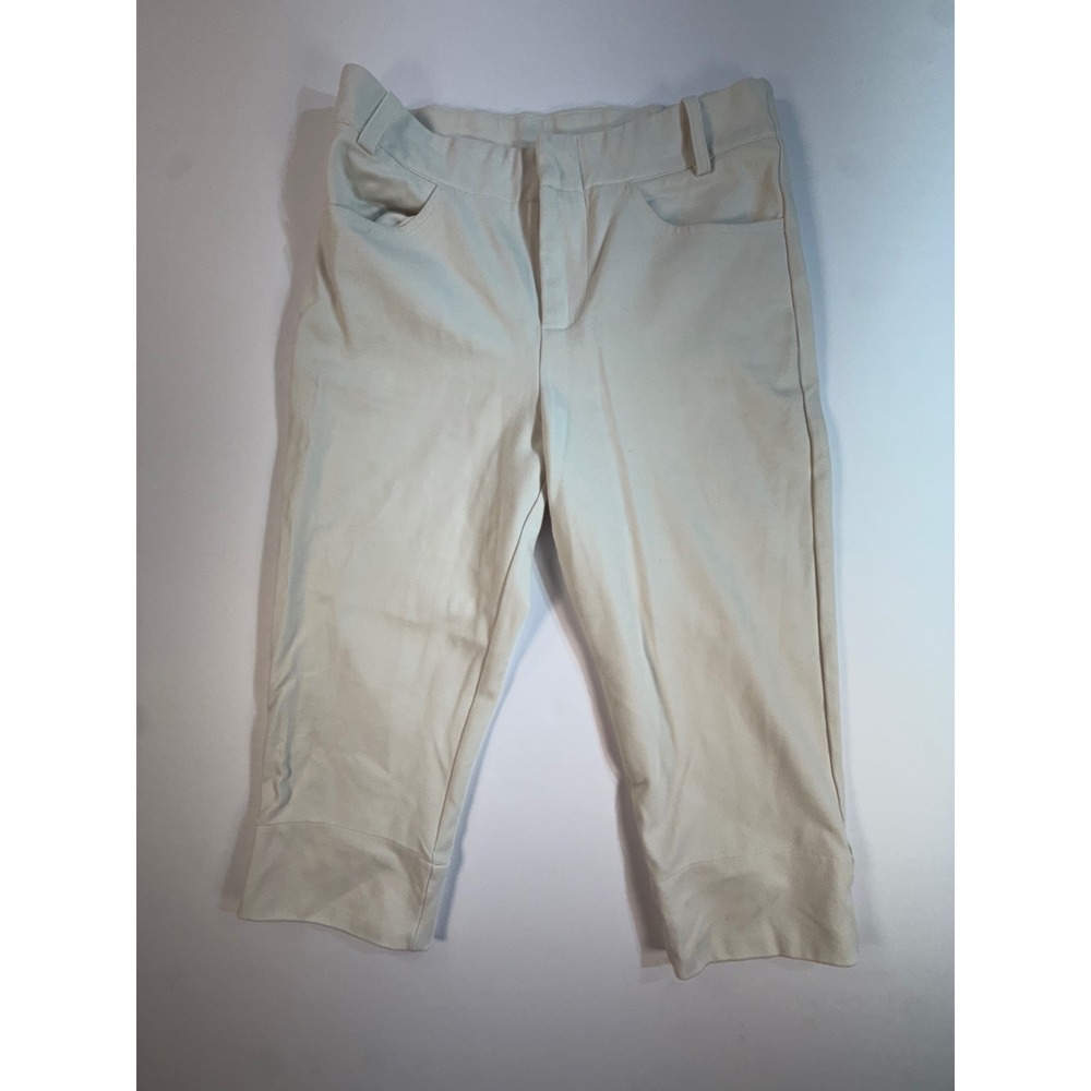 Free People Women Cream Cropped Trousers Split Hem Capri Pants Size 6